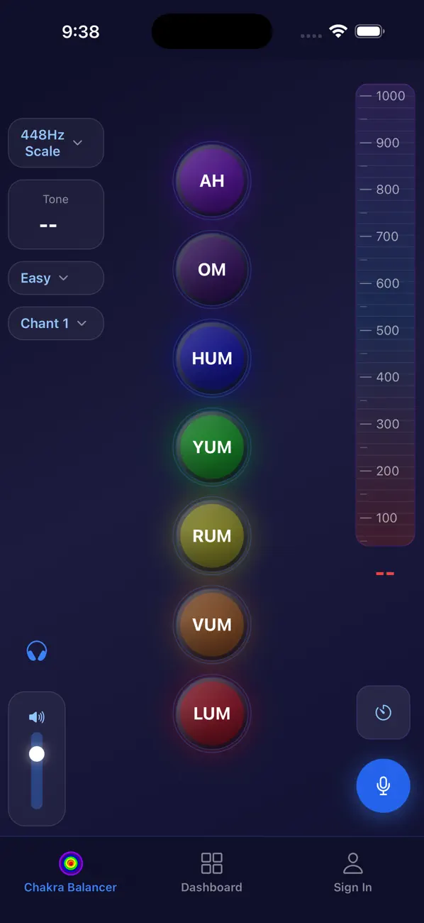 Chakra Balancer tuner screen